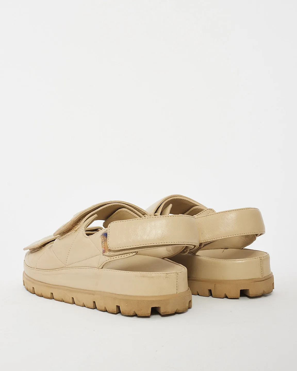 Prada Beige Quilted Leather Slingback Sporty Sandals - 40