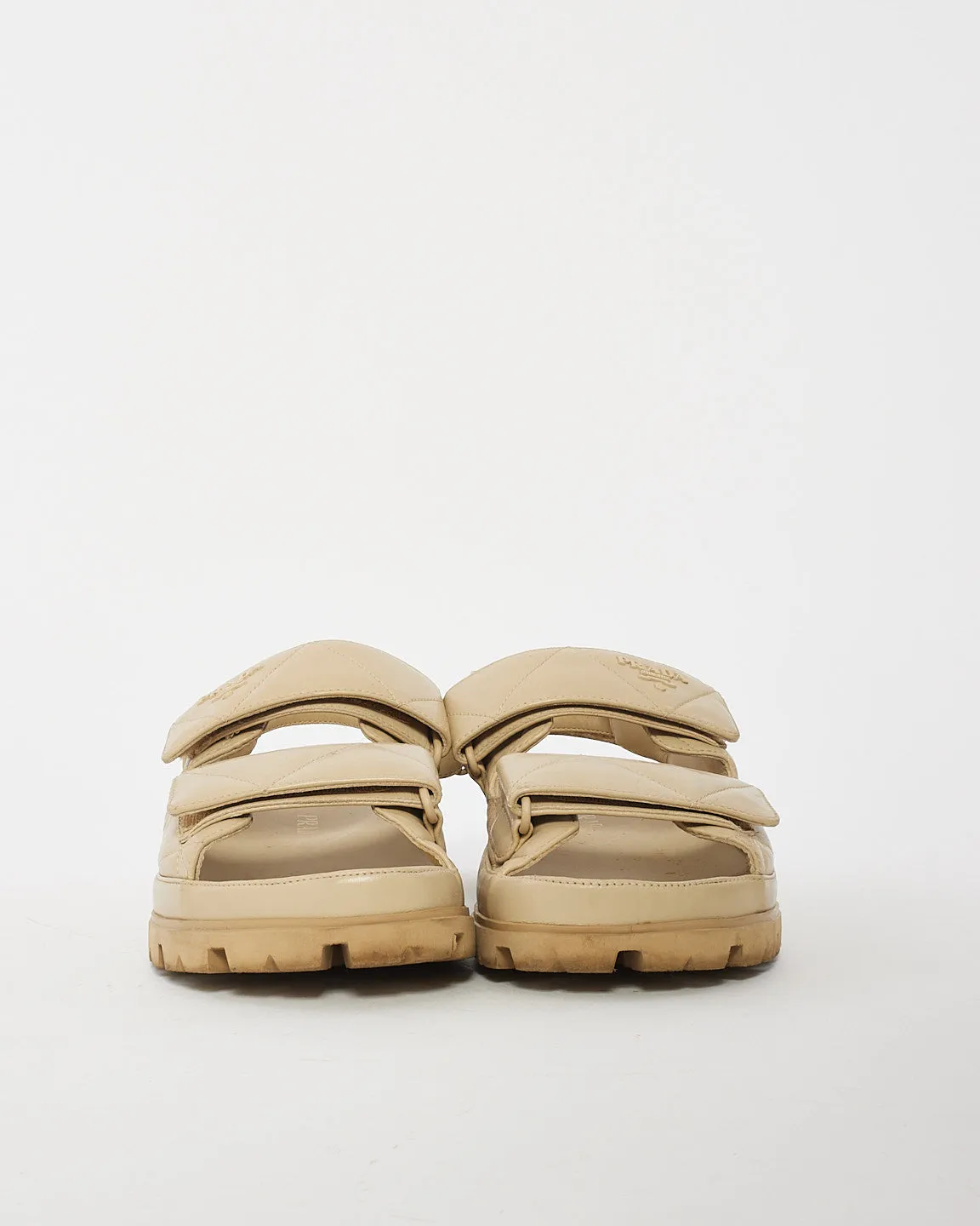 Prada Beige Quilted Leather Slingback Sporty Sandals - 40