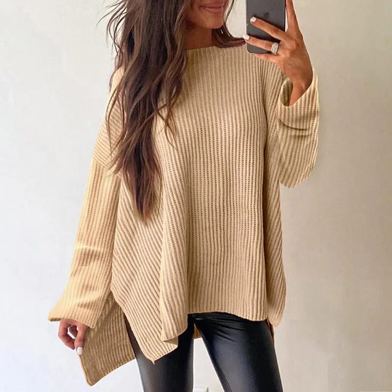 pricot Cable Knit Drop Shoulder Sweater