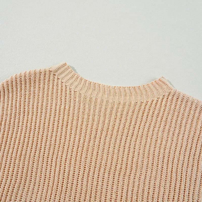 pricot Cable Knit Drop Shoulder Sweater