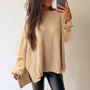 pricot Cable Knit Drop Shoulder Sweater