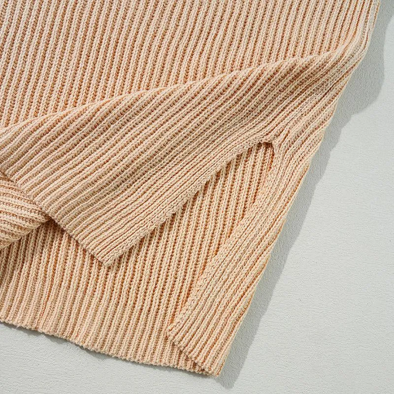 pricot Cable Knit Drop Shoulder Sweater