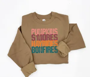 Pumpkin S'Mores Hayrides Bonfires Oversized Sweatshirt