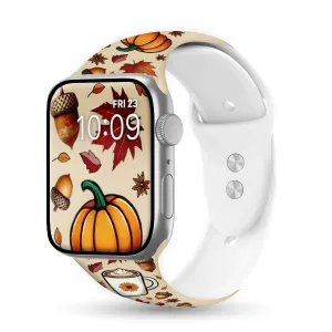 Pumpkin Spice Delight Print | Silicone Watch Band for Apple Watch ®   Watch Face Incl.