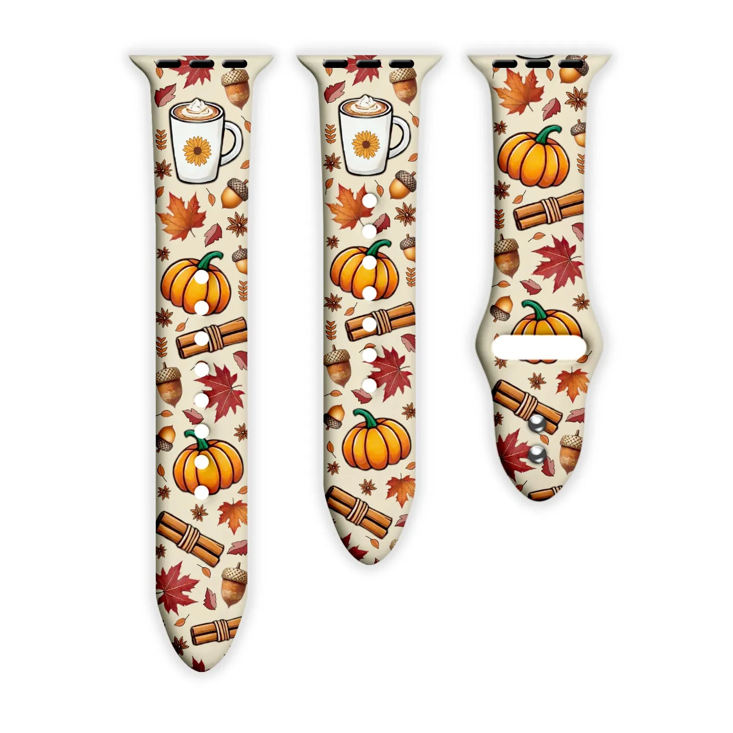 Pumpkin Spice Delight Print | Silicone Watch Band for Apple Watch ®   Watch Face Incl.