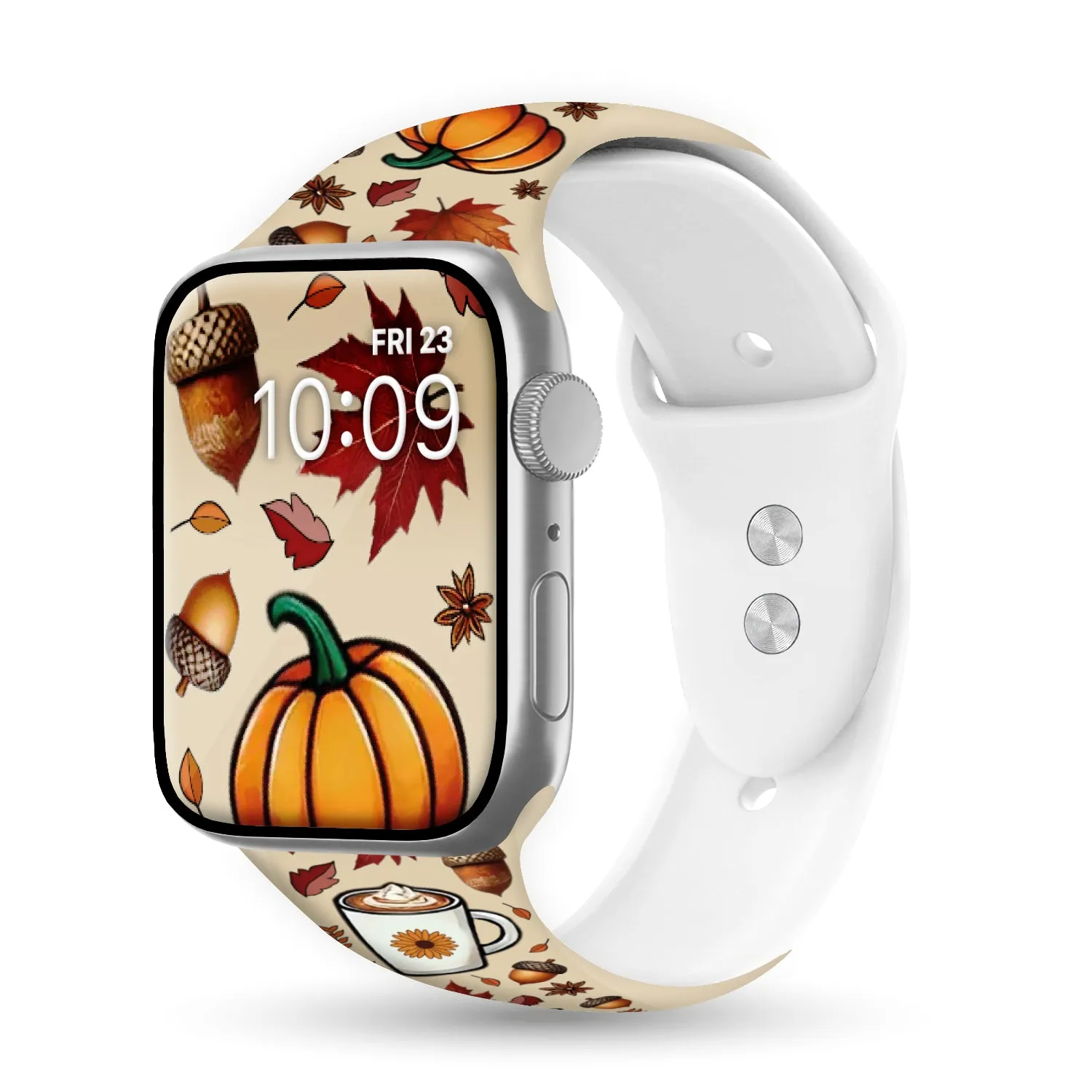 Pumpkin Spice Delight Print | Silicone Watch Band for Apple Watch ®   Watch Face Incl.