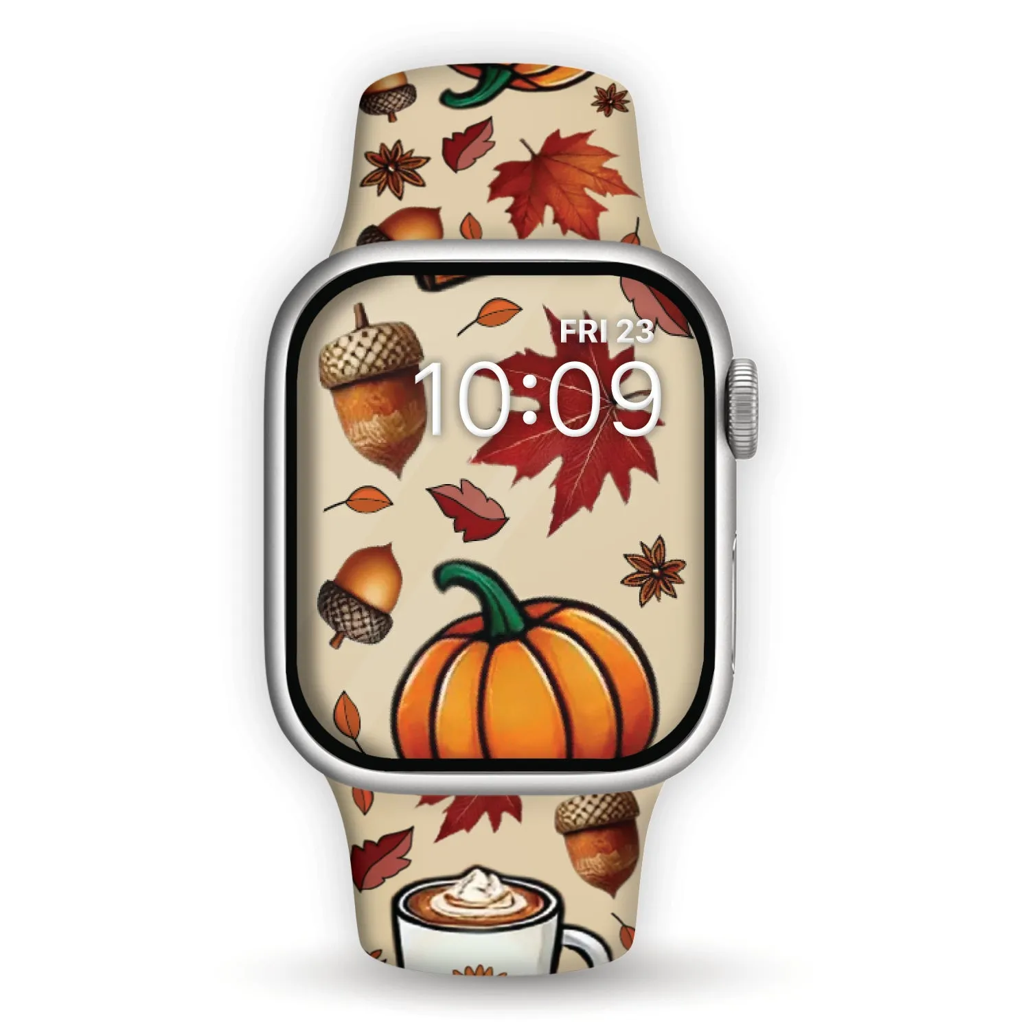 Pumpkin Spice Delight Print | Silicone Watch Band for Apple Watch ®   Watch Face Incl.