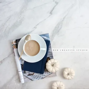 Pumpkins & Coffee on Marble