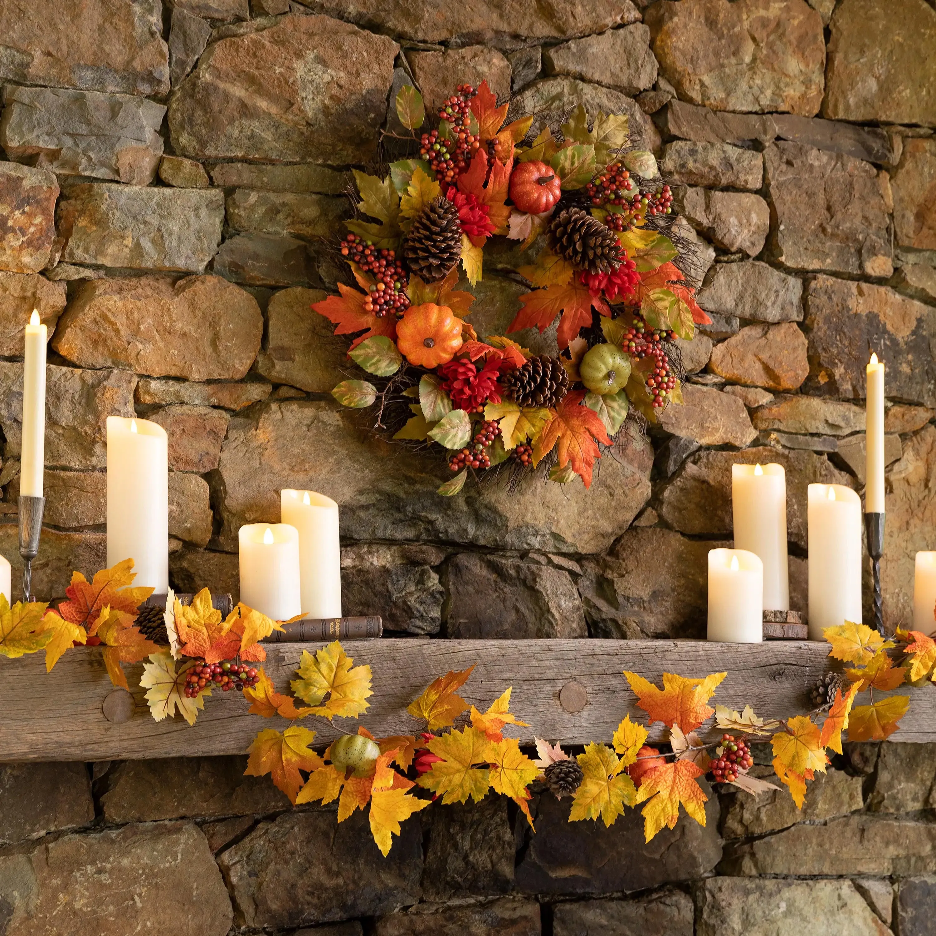 Pumpkins and Pine Cones Fall Garland