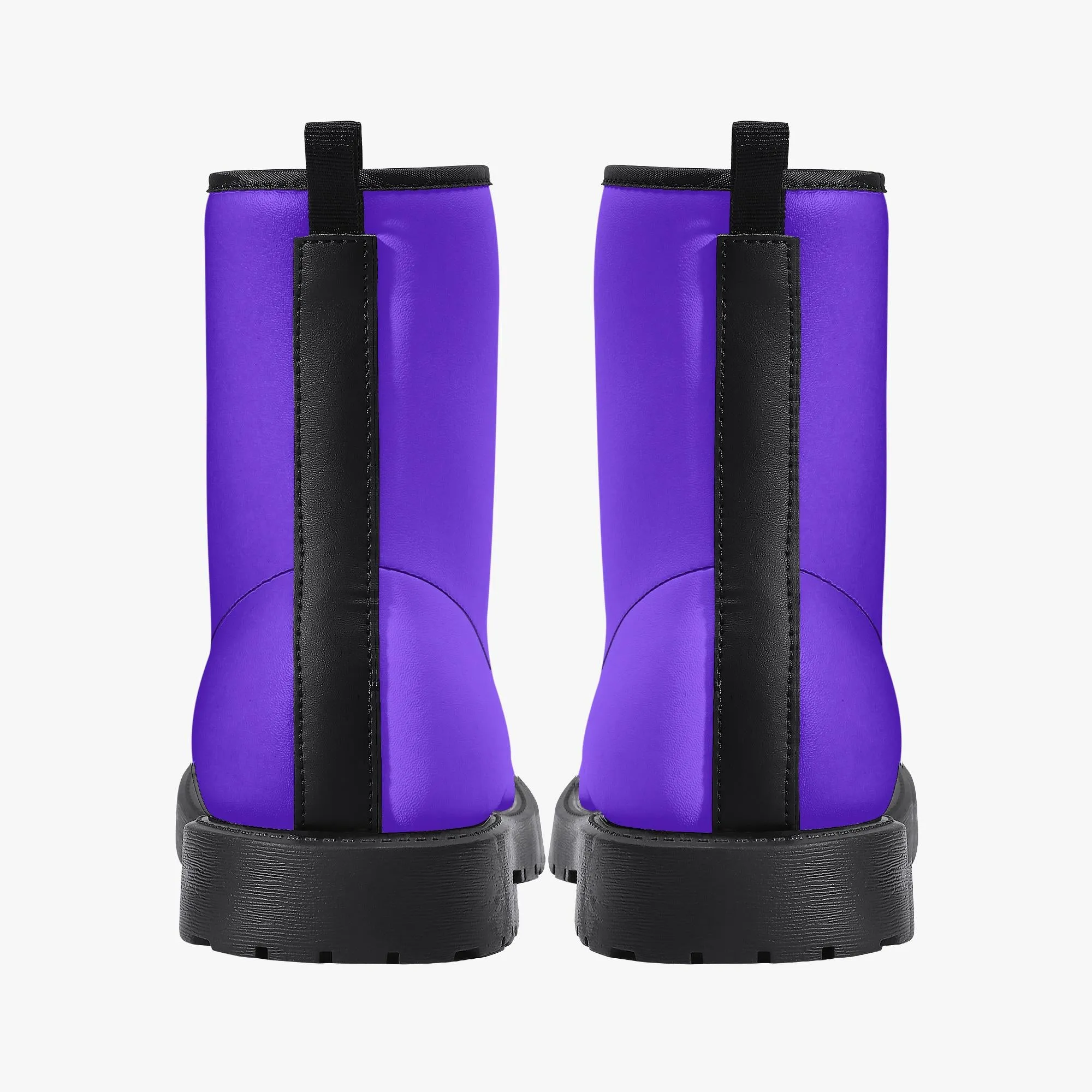 Purple Leather Combat Boots