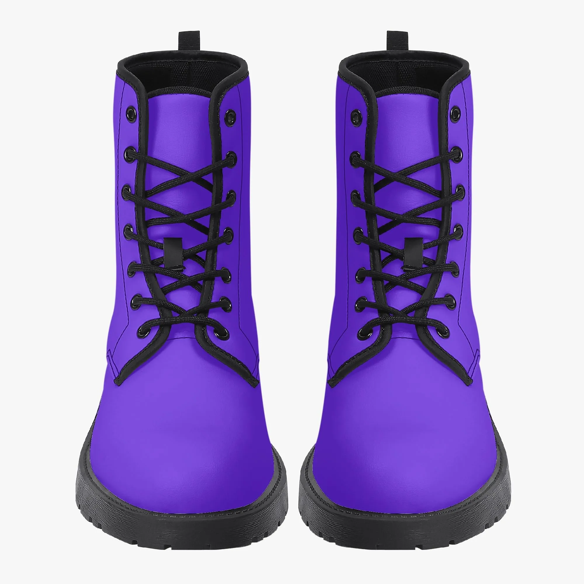 Purple Leather Combat Boots
