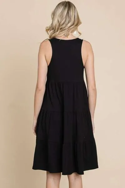 Racerback Black Tiered Tank Dress