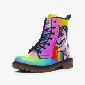 Rainbow Unicorn LGBTQ  Vegan Leather Unisex Boots