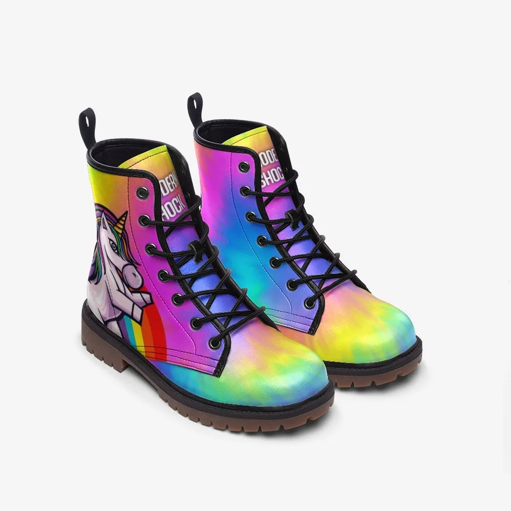 Rainbow Unicorn LGBTQ  Vegan Leather Unisex Boots