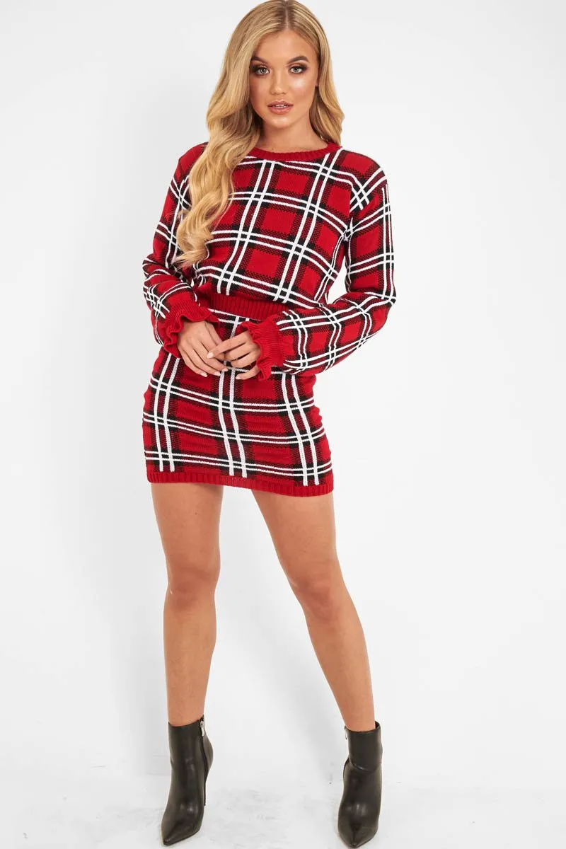 Red Tartan Knit Mini Skirt - Chantelle