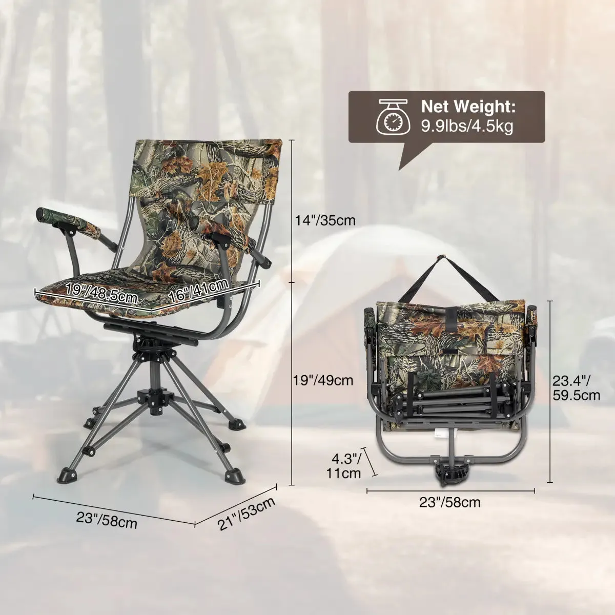 REDCAMP 360 Degree Swivel Hunting Chair for Blinds
