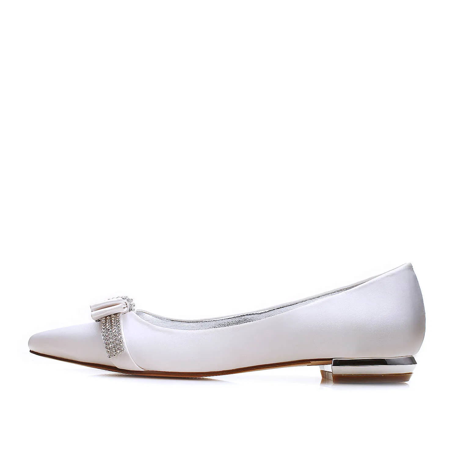 Rhinestone Bow Satin Flats Party Prom Shoes