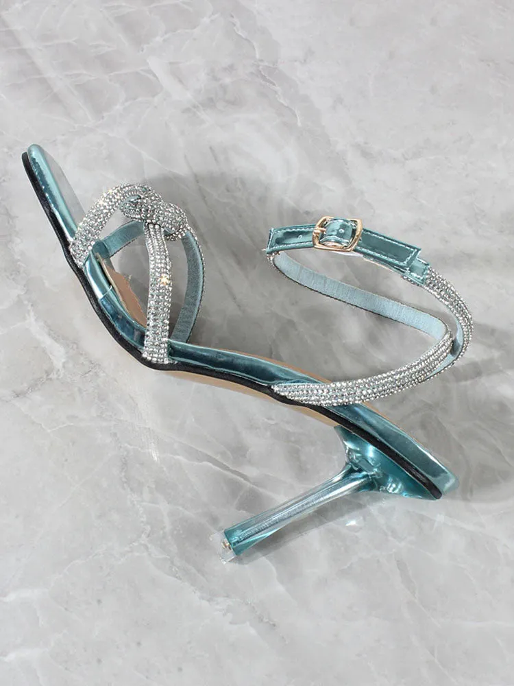 Rhinestone Square Toe Heel