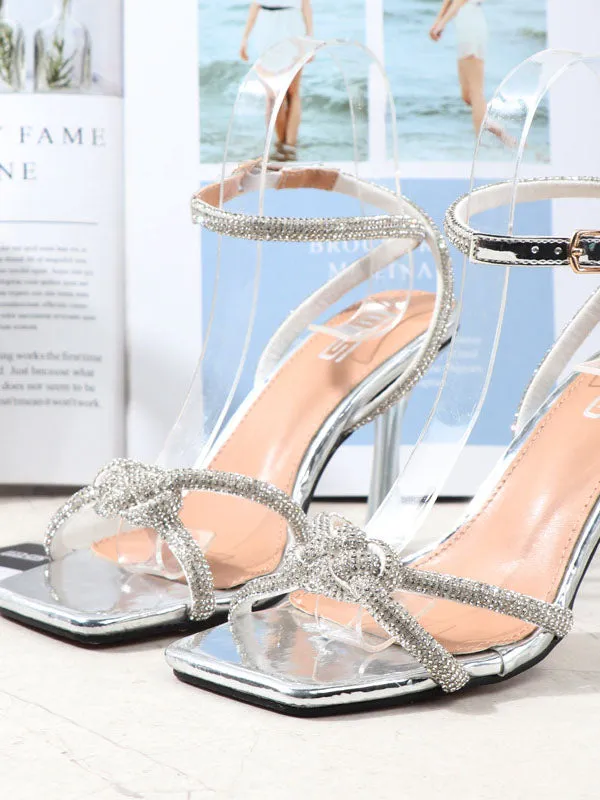 Rhinestone Square Toe Heel