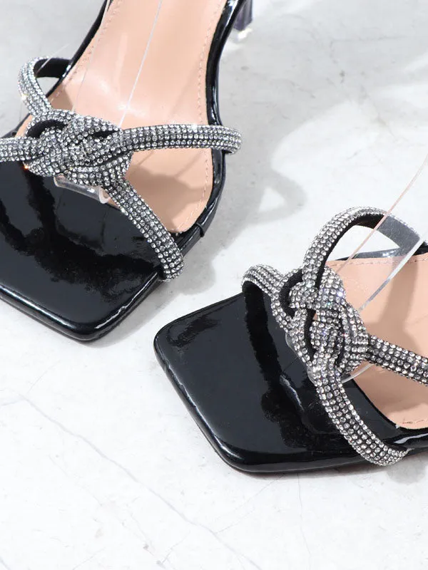 Rhinestone Square Toe Heel