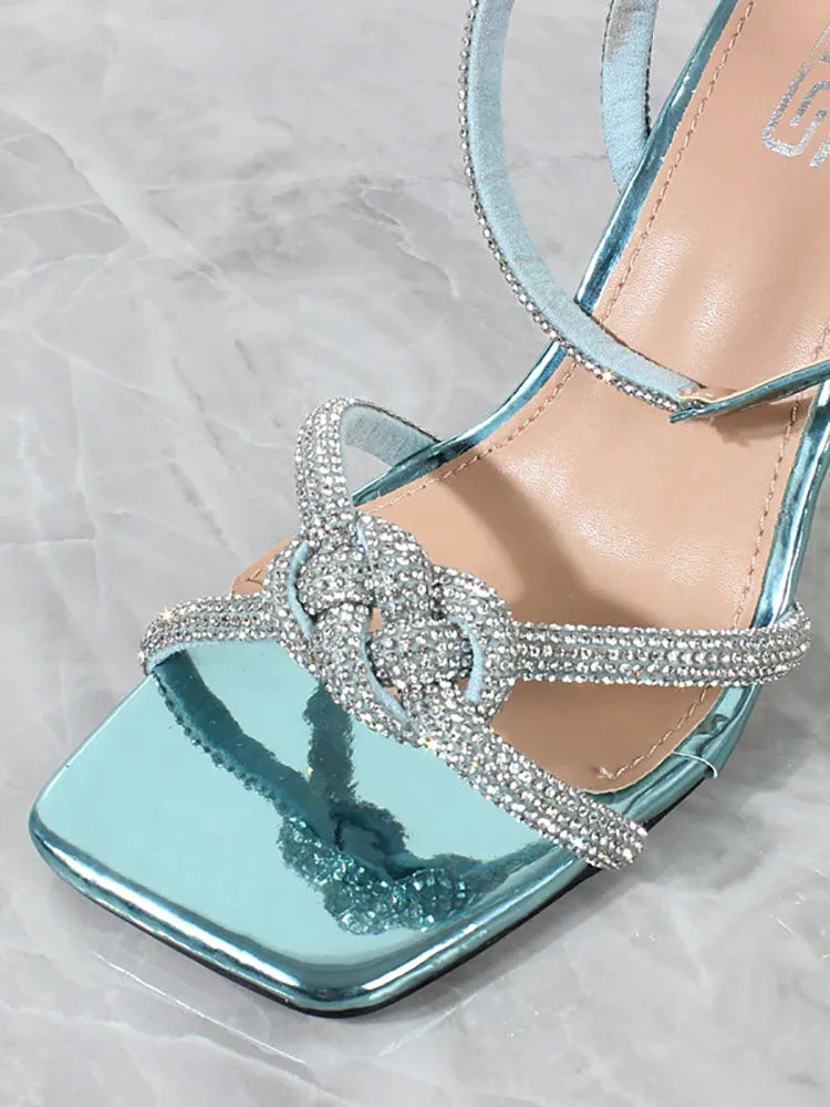 Rhinestone Square Toe Heel