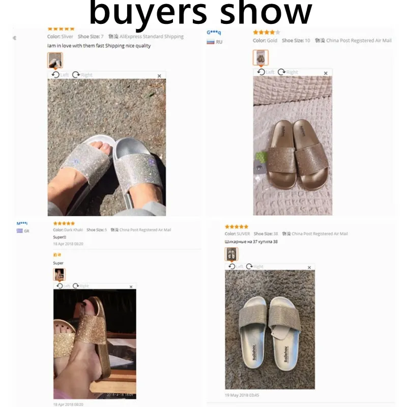 Rhinestone Women Slippers Flip Flops Summer Women Crystal Diamond Bling Beach Slides Sandals Casual Shoes Slip On Slipper