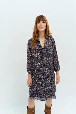 ROYCE - Robe marine à imprimé Léo abstrait en polyester recyclé