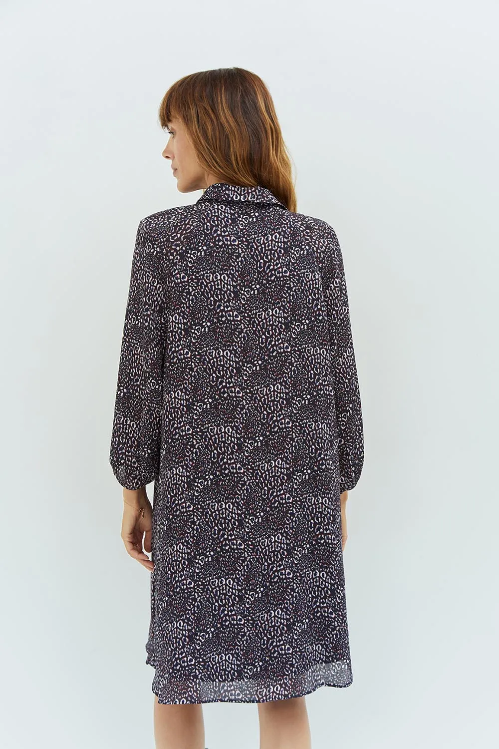 ROYCE - Robe marine à imprimé Léo abstrait en polyester recyclé