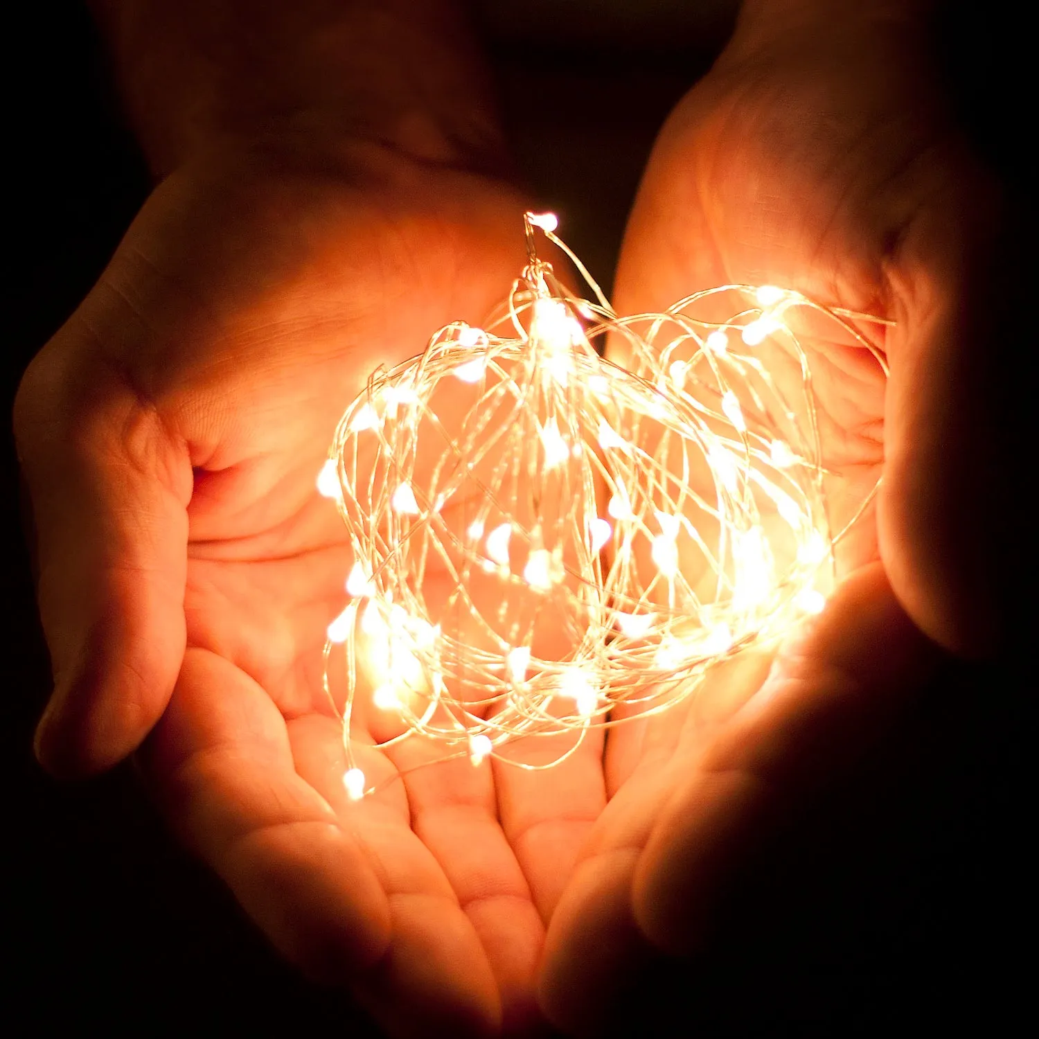RTGS 2 Sets 20 Warm White Color LED String Lights Batteries Operated on 6.5 Feet Silver Color Wire