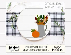 Rustic Farmhouse Pumpkin Autumn Foliage Shelf Sitter - Seasonal Sign Making and DIY Kits - Cut File For Glowforge Lasers - Digital SVG File