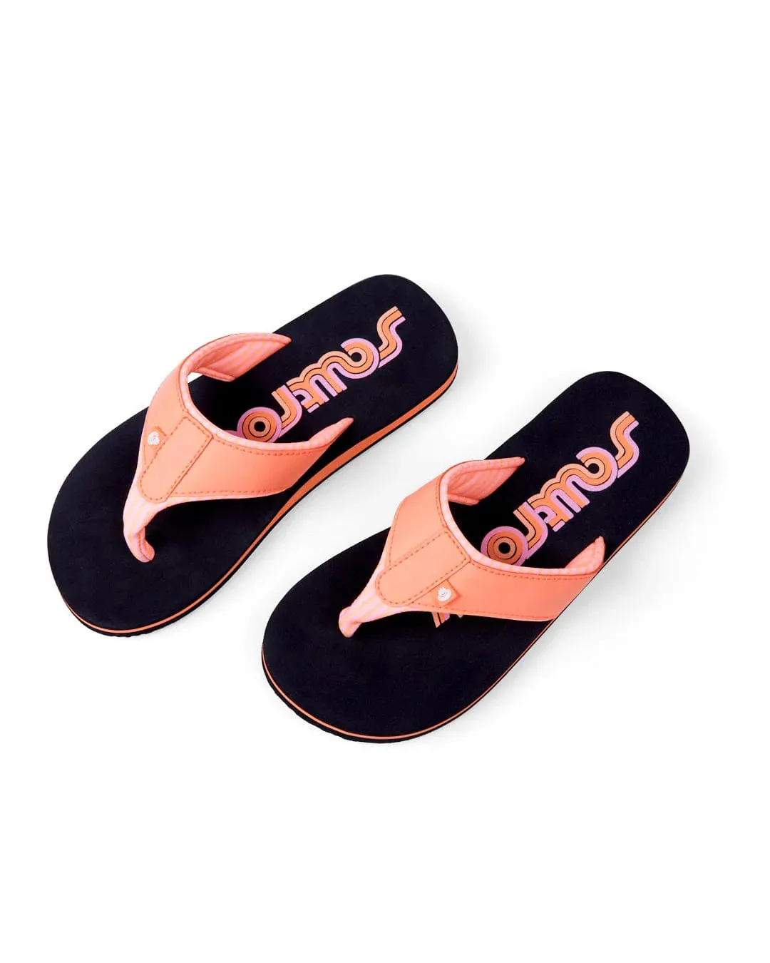 Saltrock Womens Cora Retro Flip Flops Peach Black