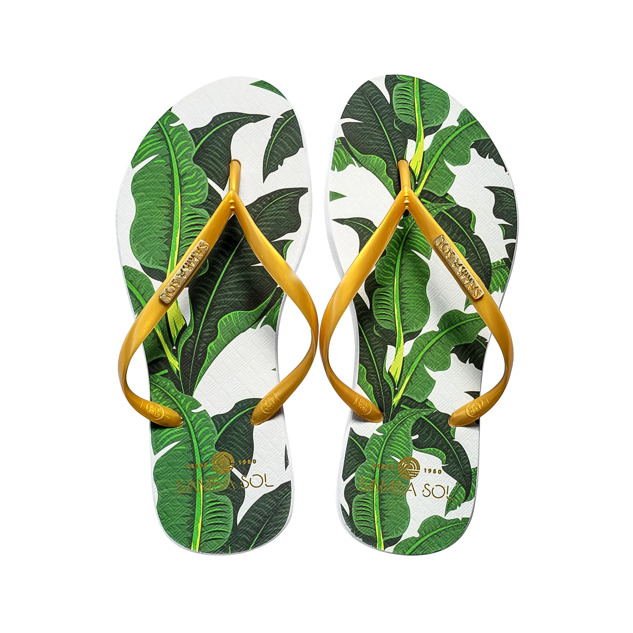 Samba Sol Women's Fashion Collection Flip Flops - Banana Leaf Gold