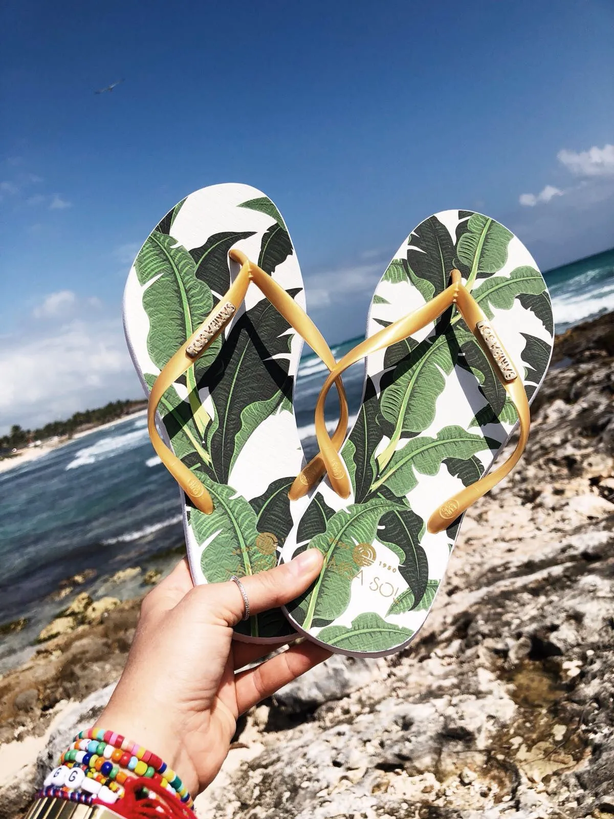 Samba Sol Women's Fashion Collection Flip Flops - Banana Leaf Gold