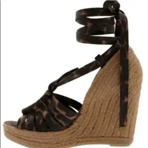 Sam Edelman Lexi Cheetah Leopard Animal Print Espadrille Platform Wedge 7.5