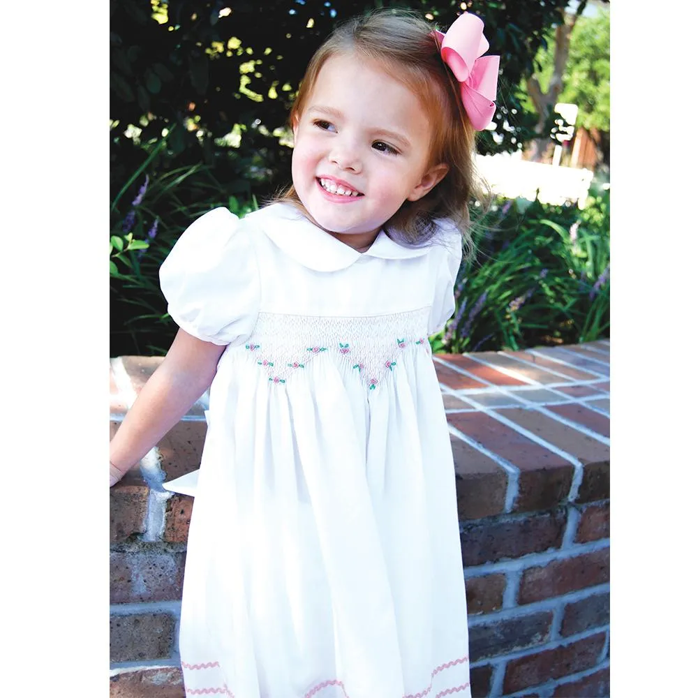 Sarah White Blue English Smocked Baby Dress