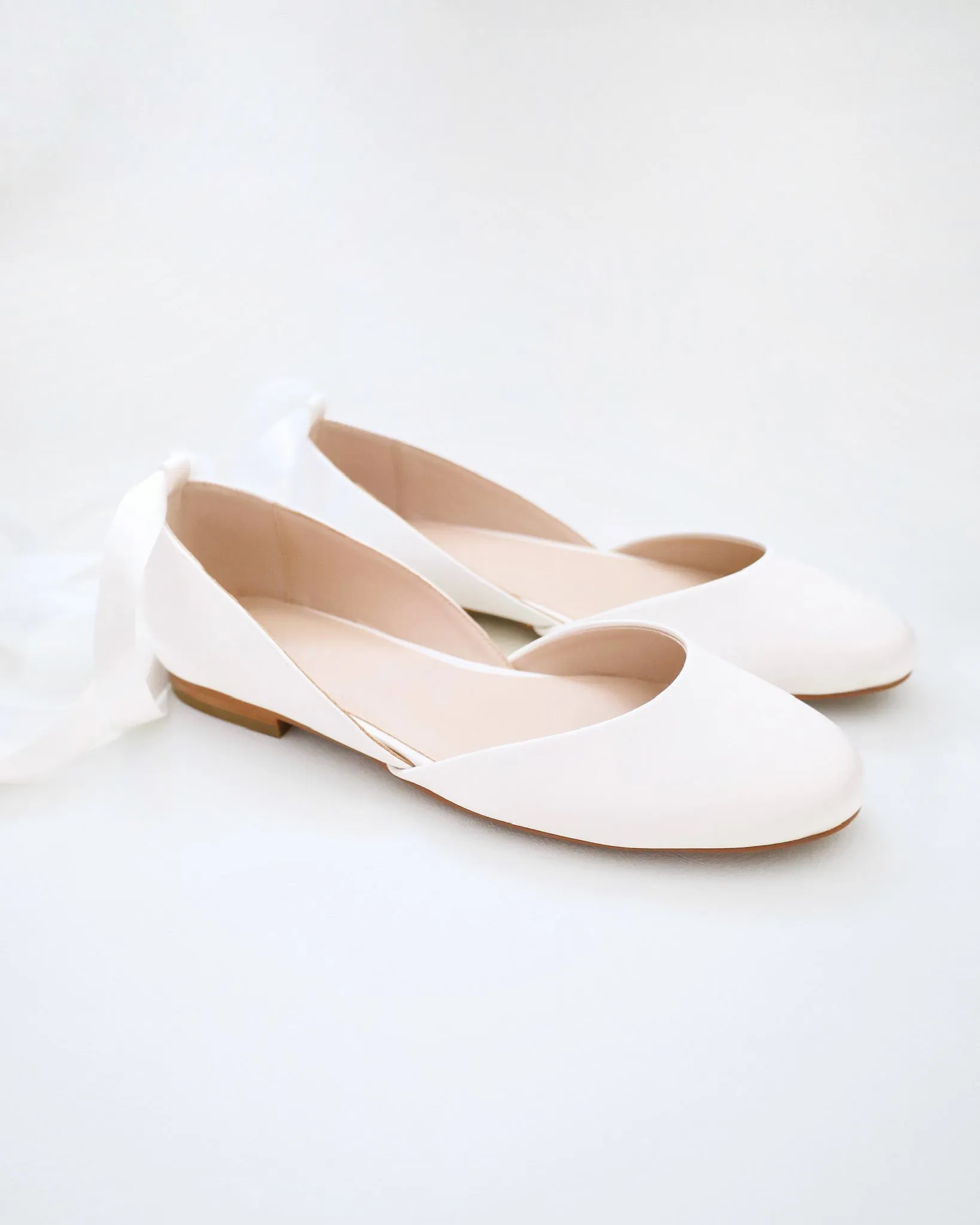 Satin Round Toe Bridal Flat with Ballerina Lace Up