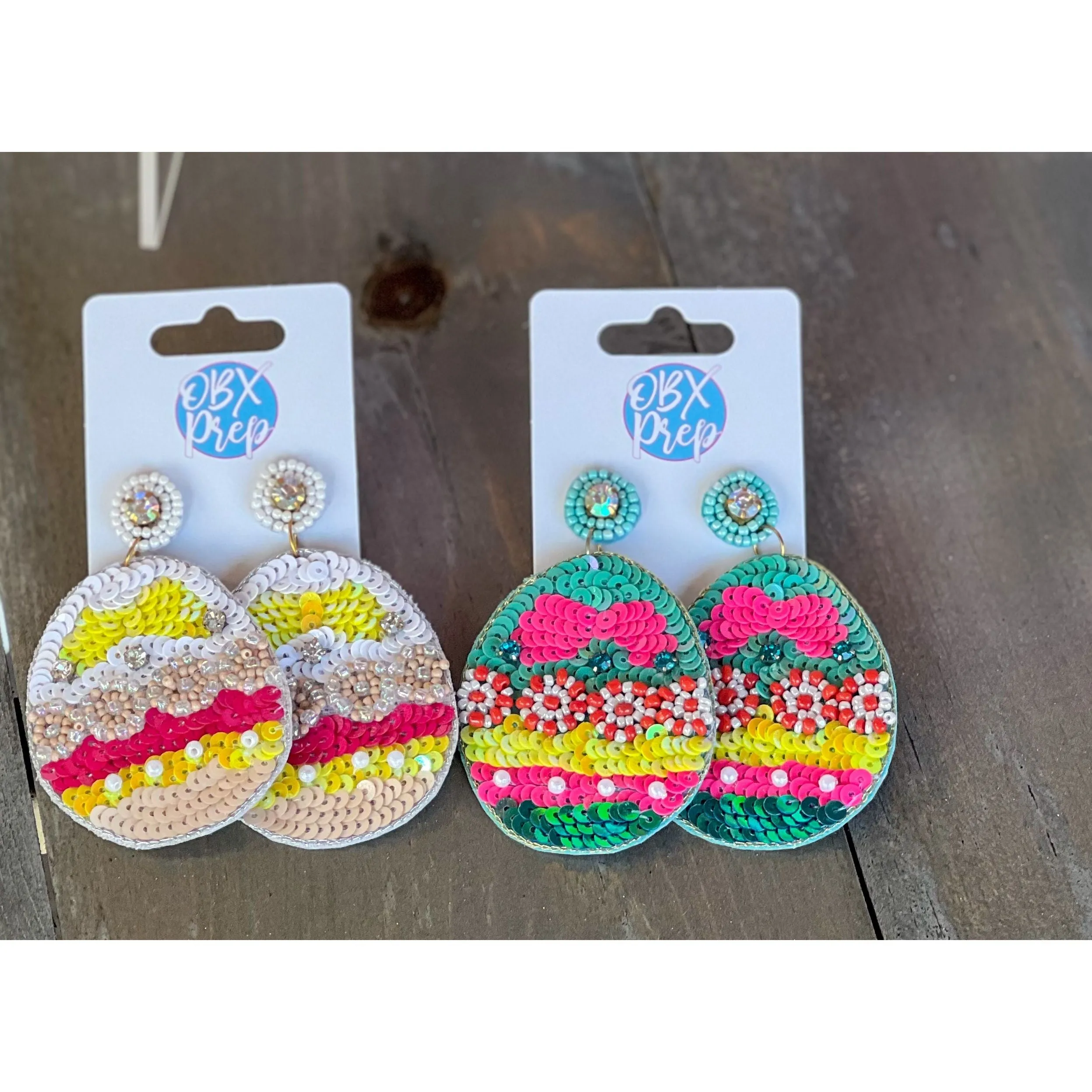 Sequin Easter Egg Dangle Earrings.
