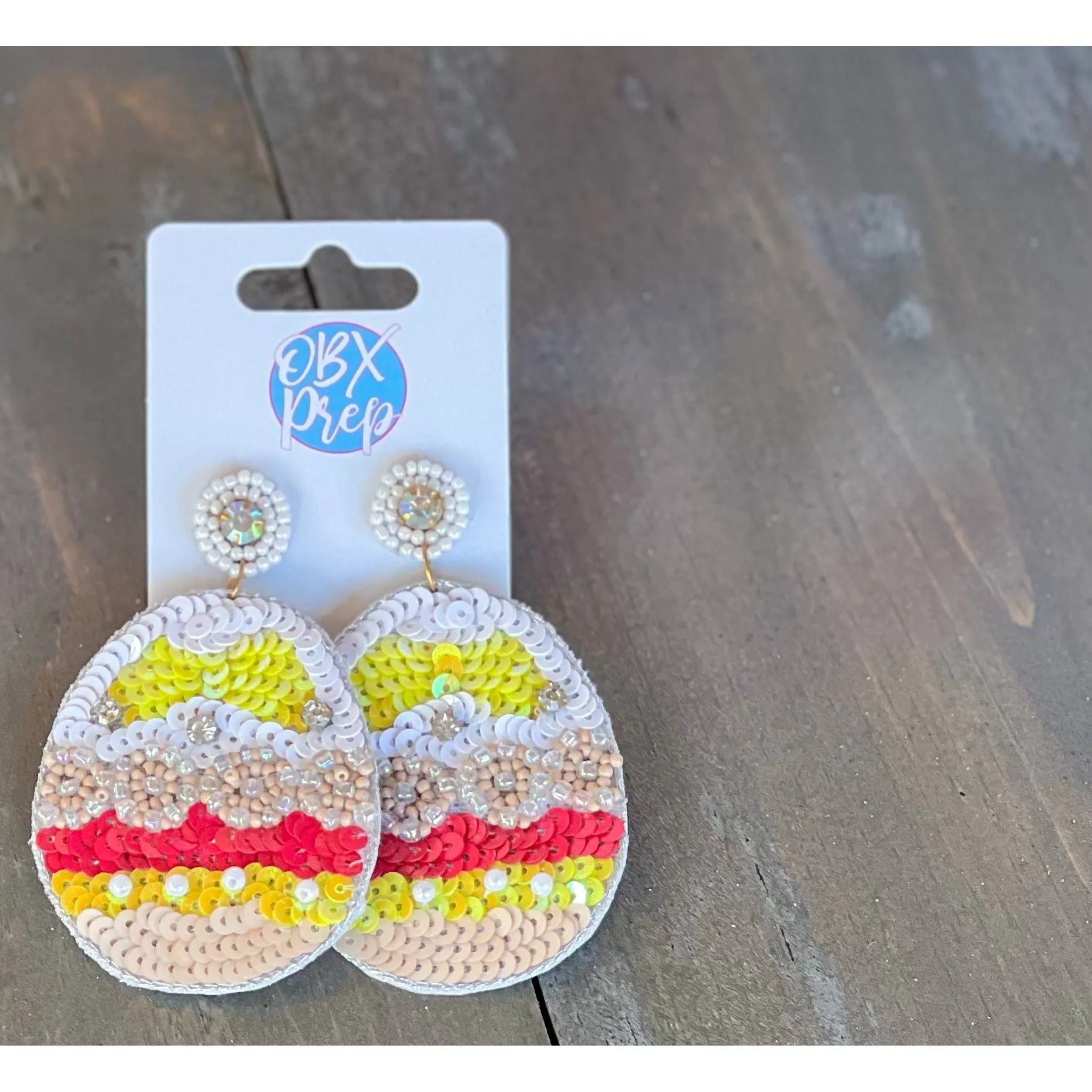 Sequin Easter Egg Dangle Earrings.