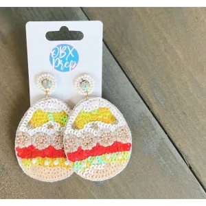 Sequin Easter Egg Dangle Earrings.