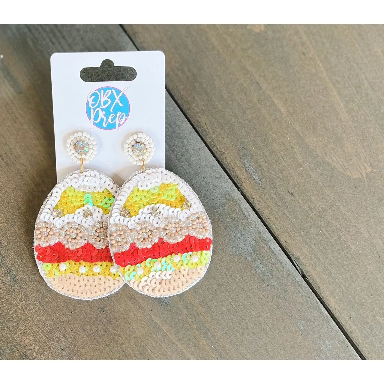 Sequin Easter Egg Dangle Earrings.