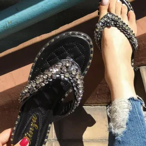 Sequins Shiny Peep Toe Flip Flops