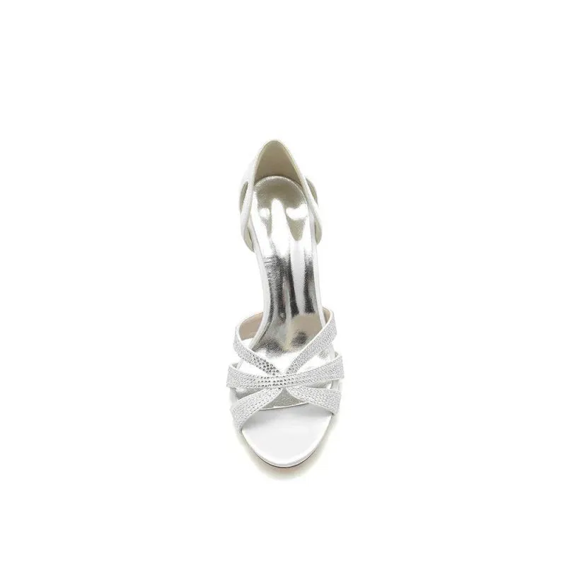 Sexy Open Toe Hollow Out Wedding Shoes With Rhinestone