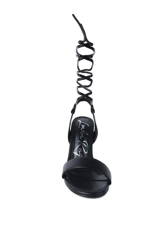 Sheeny Clear 4" Stiletto Heal Lace Up Sandals