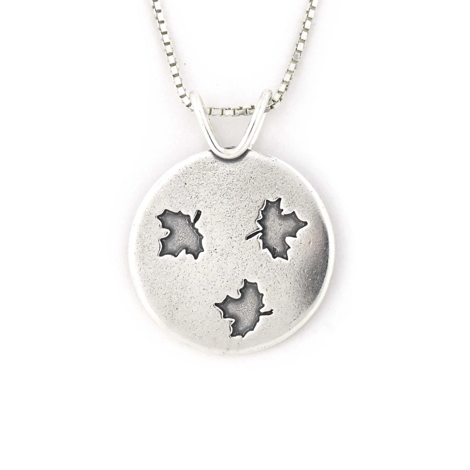 Silver Falling Maple Leaves Pendant