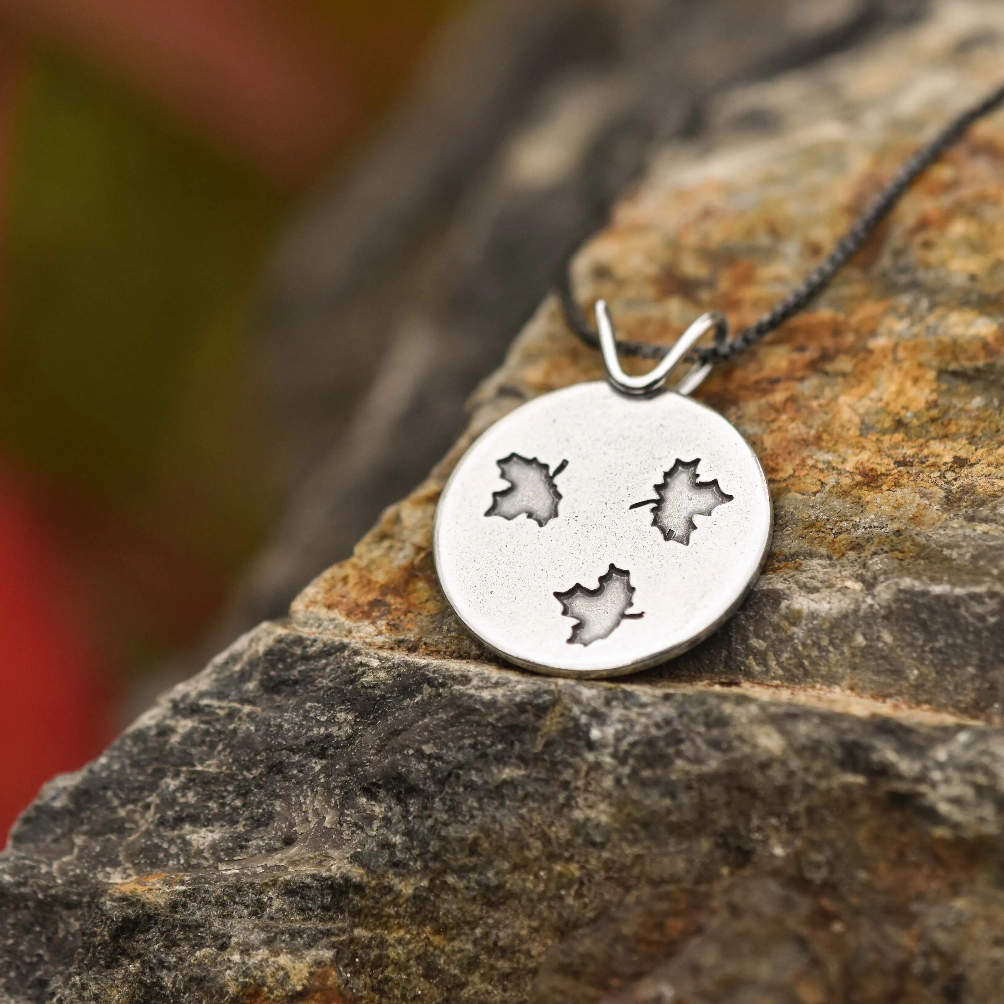 Silver Falling Maple Leaves Pendant
