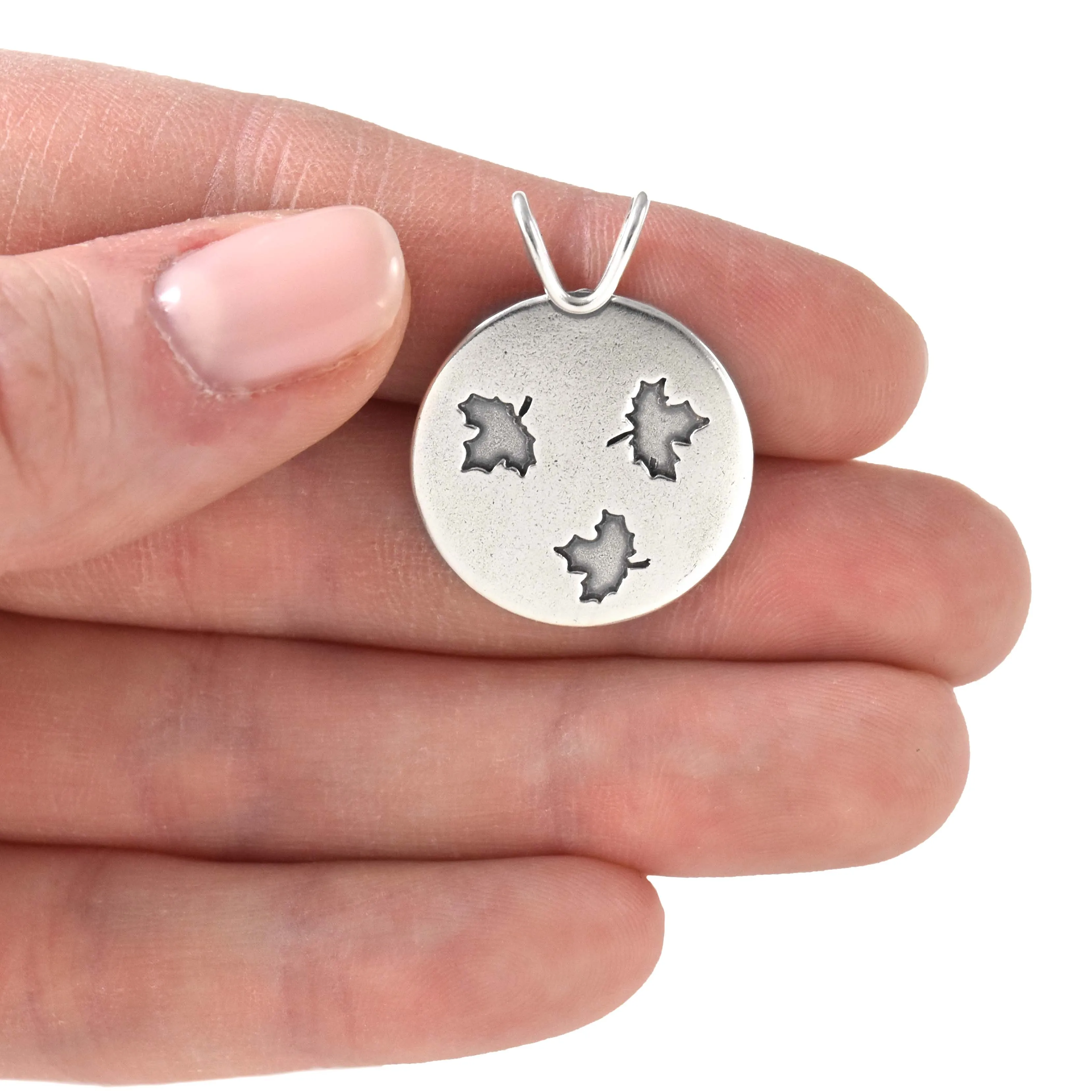 Silver Falling Maple Leaves Pendant