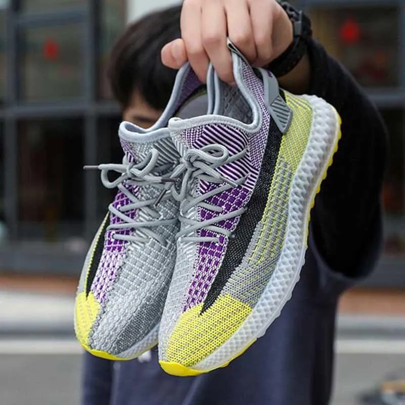 Size 39-44 Summer Men Sneakers Lightweight Breathable Basketball Running Shoes Student Deodorant Flying Woven Mesh Sports Shoes