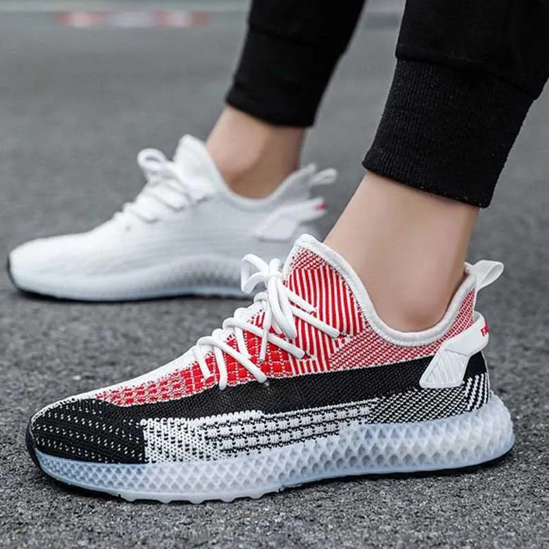 Size 39-44 Summer Men Sneakers Lightweight Breathable Basketball Running Shoes Student Deodorant Flying Woven Mesh Sports Shoes