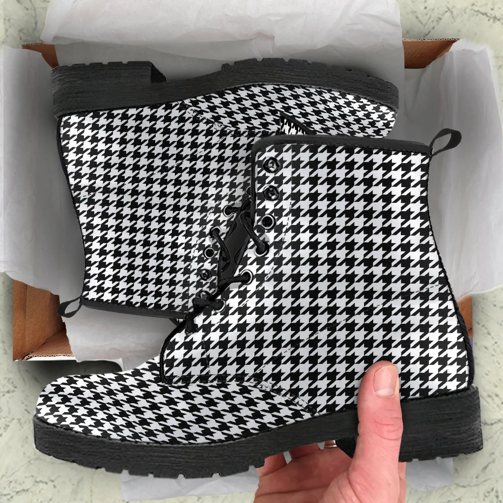 Small Houndstooth Pattern Ankle Boots
