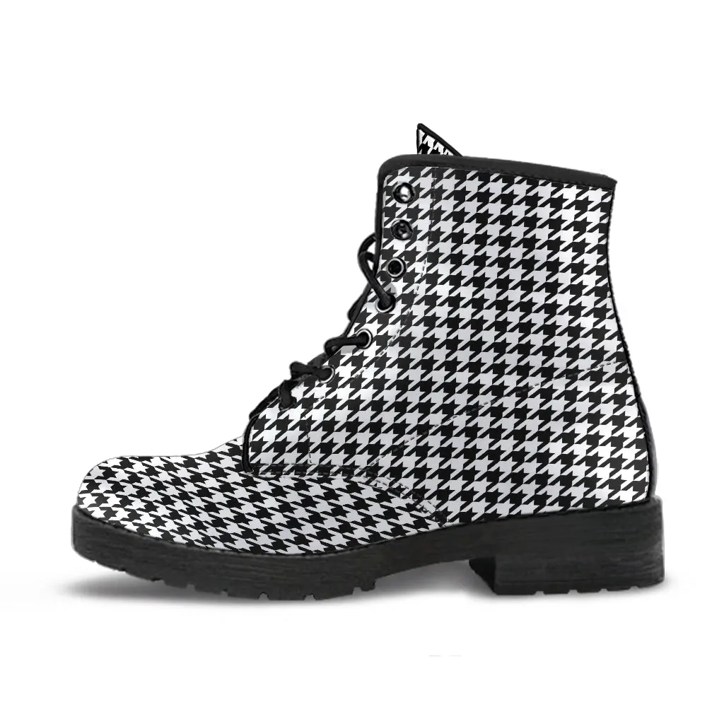 Small Houndstooth Pattern Ankle Boots